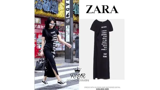 Dress kaus yang dikenakan Syahrini ini harganya ditaksir Rp 449 ribu.