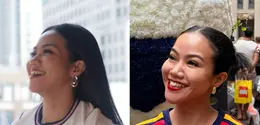 Yura Yunita tampil dengan dua OOTD sporty chic saat menonton perempat final Piala Dunia 2026 bersama Donne Maula: jersey Spanyol dan Inggris dipadu mini skirt. (@yurayunita)