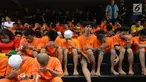 Para tersangka dihadirkan dalam gelar perkara kejatahan wilayah Jabodetabek di Polda Metro Jaya, Jakarta, Jumat (15/3). Tim Antibandit Polda Metro Jaya menangkap 181 tersangka dalam operasi Cipta Kondisi pada 11-15 Maret 2019. (merdeka.com/Imam Buhori)