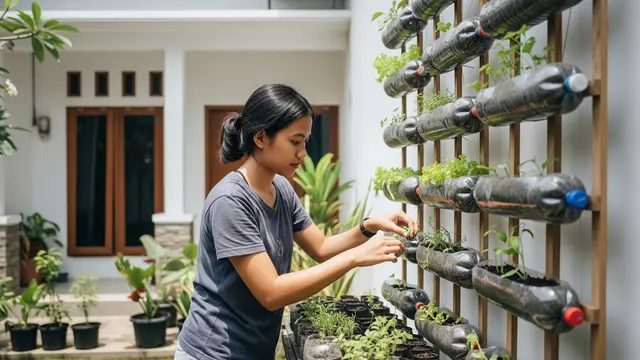 Edible Garden Vertikal dari Botol Bekas