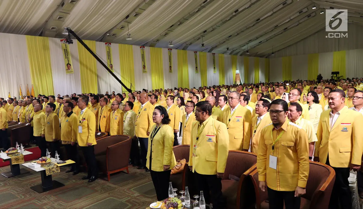Suasana Rakernas Partai Golkar di Jakarta, Kamis (22/3). Rakernas membahas Pilkada 2018 dan Pilpres 2019. (Liputan6.com/JohanTallo)