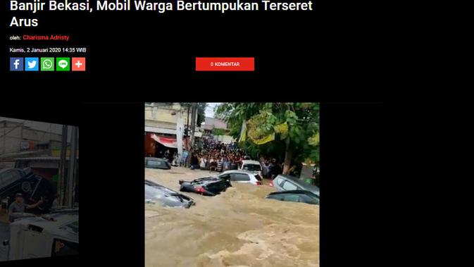Cek Fakta Liputan6.com menelusuri klaim video kendaraan terseret arus banjir di Semarang