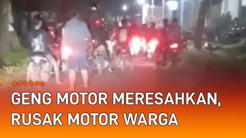 VIDEO: Aksi Geng Motor Meresahkan, Rusak Motor Warga Jombang