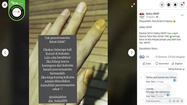 Gambar Tangkapan Layar Foto Kuku Dioleskan Kunyit