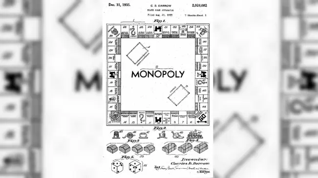 Pengajuan hak paten permainan Monopoly oleh Darrow. (Sumber U.S. Patent and Trademark Office)