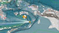 Gempa Magnitudo 6,9 mengguncang wilayah Maluku Tenggara, Senin (14/7/2025), pukul 12.49.58 WIB. (Liputan6.com/ Dok BMKG)