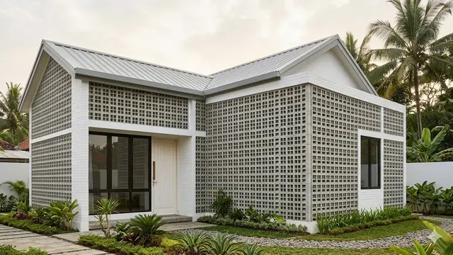 Rumah Kecil dengan Ventilasi Roster di Semua Sisi. Gemini
