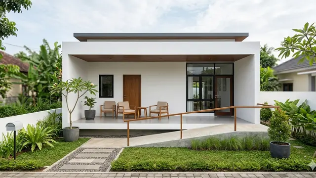 Contoh Rumah Sederhana dengan Teras Luas untuk Hari Tua. Gemini