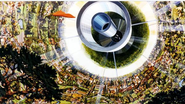 Ilustrasi kota masa depan yang dirancang NASA pada era 1970-an. (Foto: NASA)