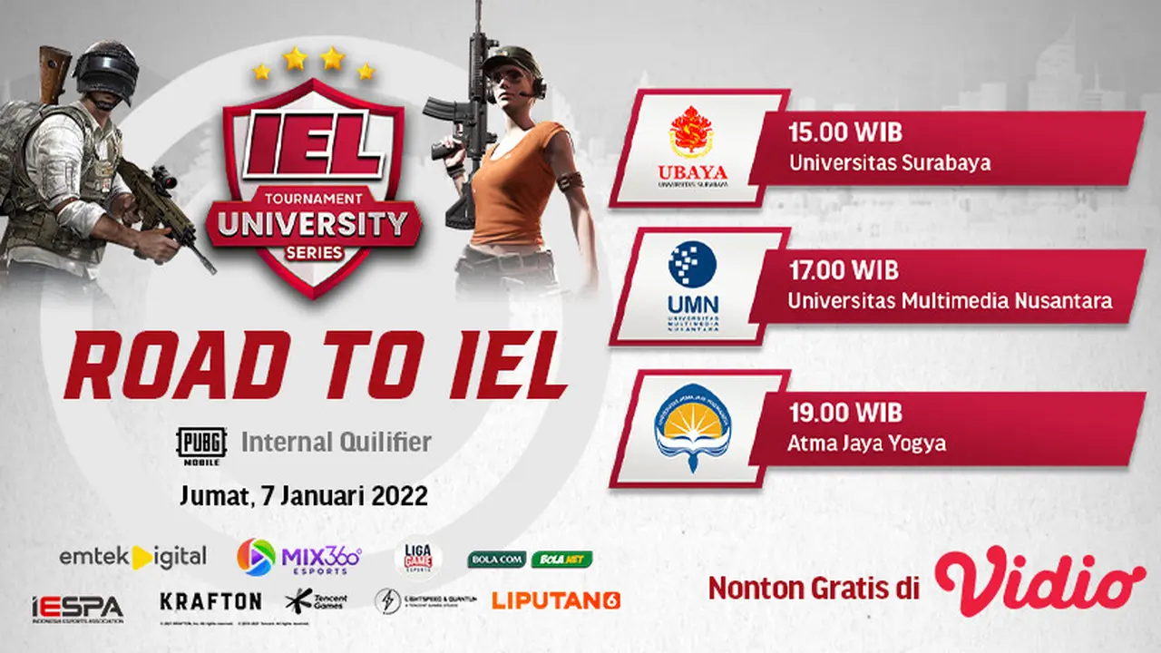Jadwal Live Streaming Road to IEL University Season 4 : PUBGM Internal Qualifier Hari Ini di Vidio