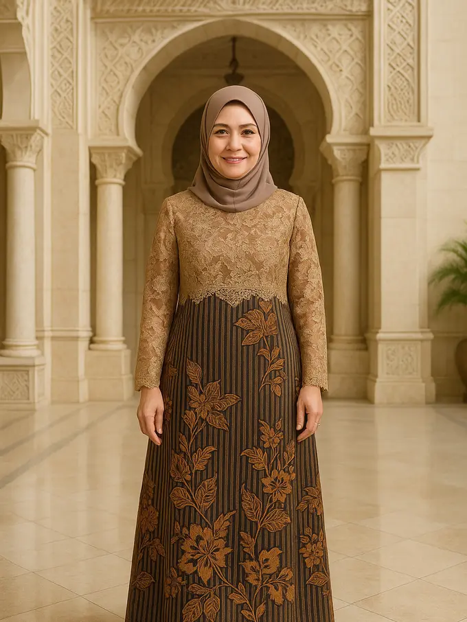 Gamis Batik Kombinasi Lurik