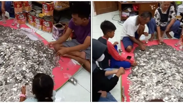 Viral Satu Keluarga Bongkar Celengan Isinya Bikin Melongo, Disebut Sultan Recehan
