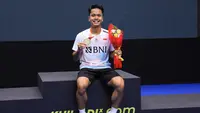 Anthony Sinisuka Ginting membawa pulang gelar Kejuaraan Bulutangkis Asia 2023 di Dubai. (PBSI)