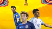 Piala Dunia U-20 - Dominic Solanke, Josh Sargent, Ricardo Orsolini di Piala Dunia U-20 2017 (Bola.com/Decika Fatmawaty)