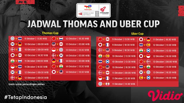 Jadwal Lengkap Piala Thomas dan Uber Cup 2020 di Vidio
