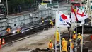 Proyek pembangunan MRT telah memasuki tahap pengeboran area transisi atau tempat untuk menaruh bor raksasa (tunnel boring machine) yang akan dimulai pada Agustus 2015 Mendatang, Jakarta, Rabu (4/3/2015). (Liputan6.com/Faizal Fanani)