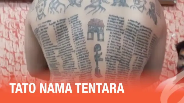 Seorang pria India mengabadikan 500 nama tantara yang gugur di tubuhnya. Ini dilakukan sebagai tanda penghormatan.