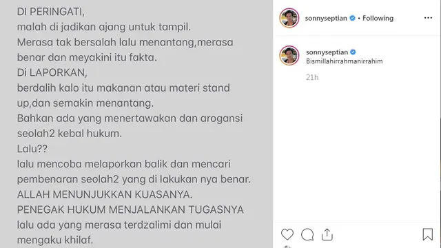 Sonny Septian, suami Fairuz A. Rafiq (Foto: Instagram/@sonnyseptian)