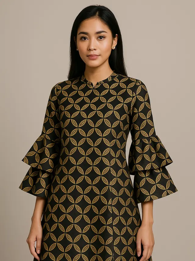 7 Model Baju Batik Lengan Lonceng Dua Tingkat Motif Kawung Modern, Anggun dan Elegan Dipakai ke Acara Resmi