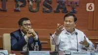 Prabowo Subianto menyampaikan visi dan misinya serta program unggulan kepada pengurus Persatuan Wartawan Indonesia (PWI) Pusat. (Liputan6.com/Angga Yuniar)