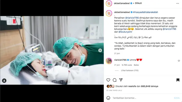 Persalinan Ria Ricis Dimajukan, Oki Setiana Dewi Sedih Tak Bisa Mendampingi