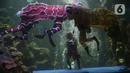 Barongsai dan liong beraksi menghibur pengunjung di akuarium SeaWorld Ancol, Jakarta, Senin (24/1/2022). Atraksi barongsai dan liong tersebut digelar dalam rangka memeriahkan perayaan tahun baru Imlek 2573. (Liputan6.com/Faizal Fanani)