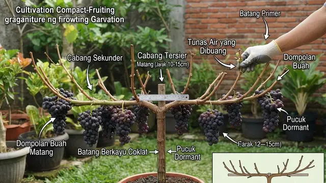 Cara Membuat Pohon Anggur Pendek Tapi Penuh Dompolan Buah
