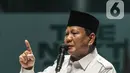 Ketua Umum Partai Gerindra Prabowo Subianto memberikan sambutan saat menghadiri acara PKB Road To Election 2024 di Tennis Indoor Senayan, Jakarta, Minggu (30/10/2022). Acara itu dihadiri oleh para kader Partai Kebangkitan Bangsa (PKB) dari seluruh wilayah di Indonesia. (merdeka.com/Iqbal S Nugroho)