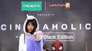 Wanita yang memiliki nama lengkap Brigitta Cynthia ini datang ke acara Nobar Spider-Man: Homecoming bersama Oppo F3-Selfie Expert yang bekerjasama dengan Liputan6.com, Minggu (9/7/2017) di Paris Van Java, Bandung, Jawa Barat. (Adrian Putra/Bintang.com)