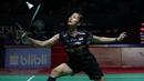 Aksi tunggal putri andalan Indonesia, Putri Kusuma Wardani pada pertandingan melawan wakil Taiwan, Sung Shuo Yun dalam babak 32 besar Indonesia Masters 2026 di Istora Senayan, Jakarta pada Rabu (21/01/2026). (Bola.com/Abdul Aziz)