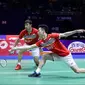 Aksi ganda putra Indonesia, Kevin Sanjaya Sukamuljo/Marcus Fernaldi Gideon, di final China Open 2019, Minggu (22/9/2019). (PBSI)