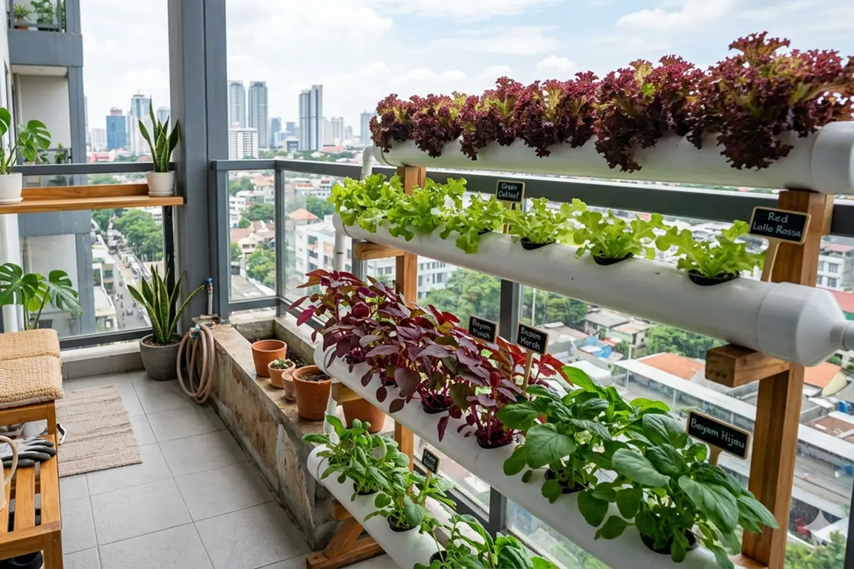 Hidroponik di Balkon Apartemen