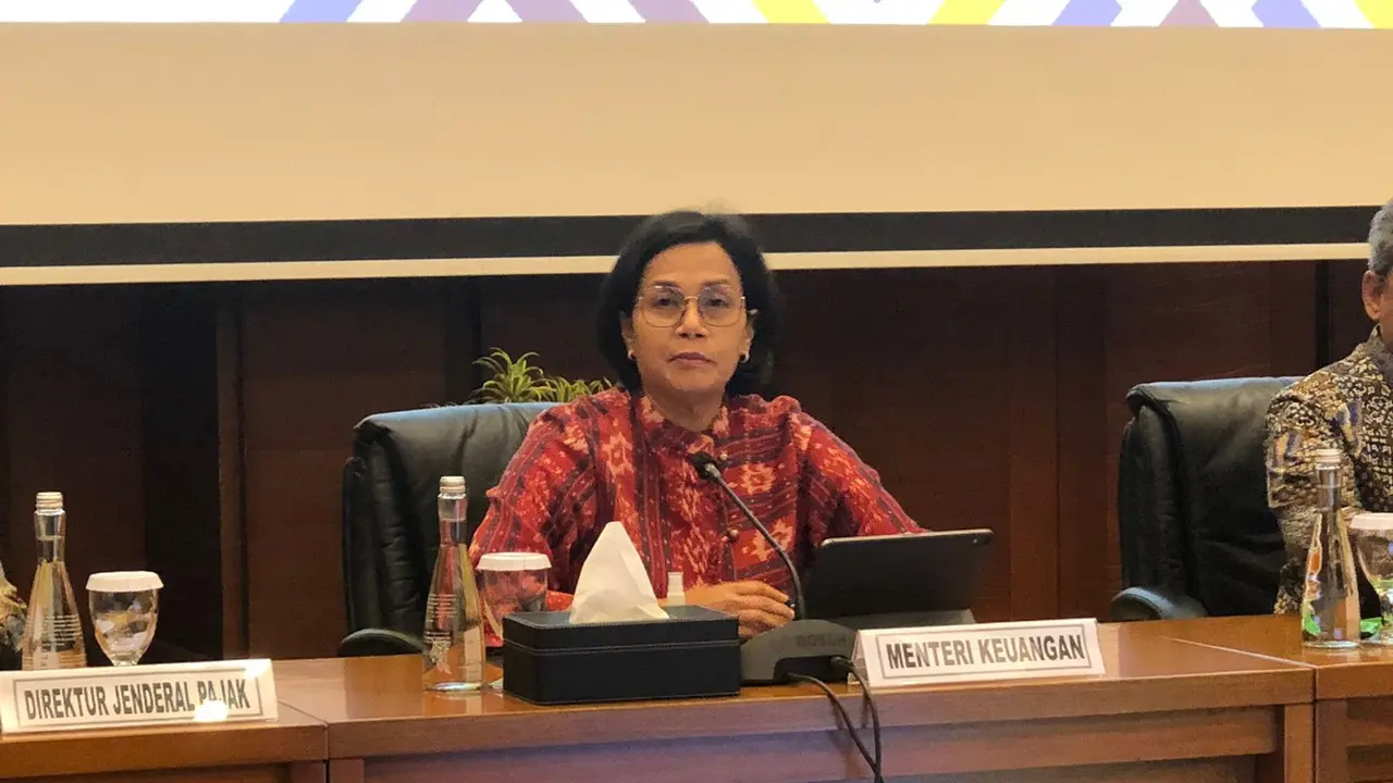 Menteri Keuangan Sri Mulyani saat Konferensi Pers APBN KiTa Maret 2023, Selasa (14/3/2023)