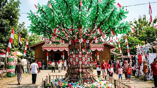 Desain Dekorasi HUT RI dari Limbah Plastik yang Murah tapi Mencuri Perhatian/AI Generated