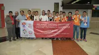 Sesmenpora, Gatot S Dewa Broto menyambut Atlet Special Olympics Indonesia (SOIna) meraih medali perunggu di Special Olympics World Winter Games 2017 yang berlangsung di Austria.(Kemenpora)