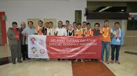 Sesmenpora, Gatot S Dewa Broto menyambut Atlet Special Olympics Indonesia (SOIna) meraih medali perunggu di Special Olympics World Winter Games 2017 yang berlangsung di Austria.(Kemenpora)