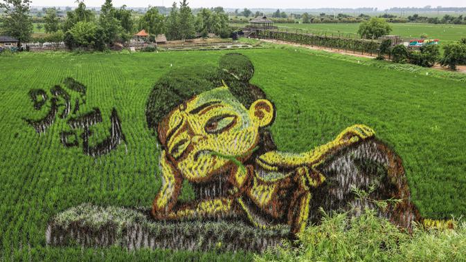 Foto udara menunjukkan gambar dari film animasi 