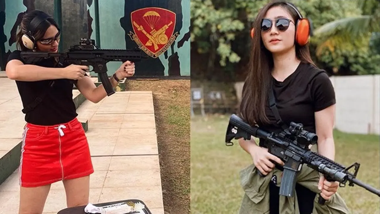 6 Gaya Seleb Wanita Saat Latihan Menembak, Curi Perhatian
