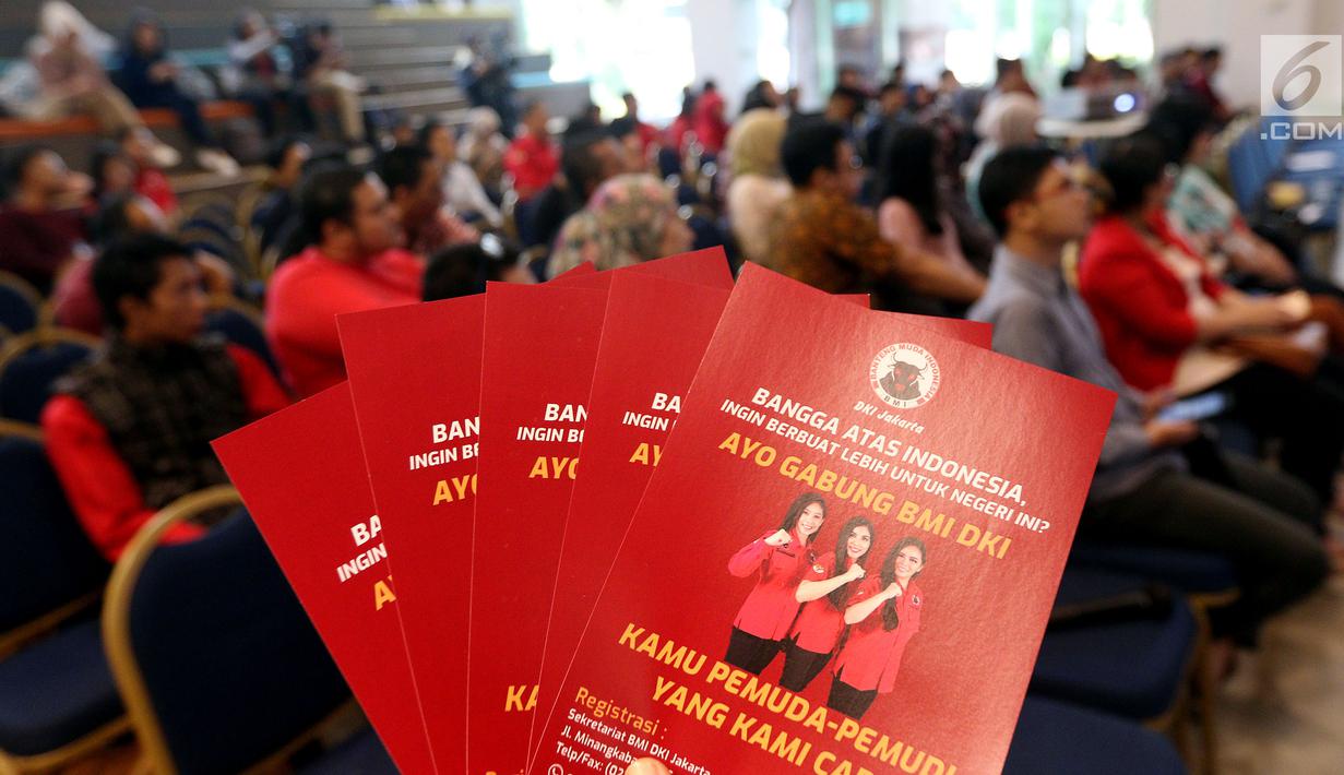 Suasana diskusi 'Bisnis Cerdas Millennials di Era Digital' di Jakarta, Sabtu (24/2). Diskusi yang digagas oleh Banteng Muda Indonesia (BMI) ini bertujuan untuk menciptakan wirausaha muda khususnya di bidang Digital. (Liputan6.com/JohanTallo)