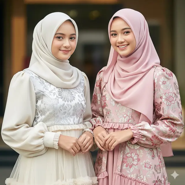 Tips Memilih Gamis Remaja Kombinasi Brokat Kekinian