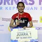 Ruselli Hartawan juara tunggal putri Kejurnas PBSI 2017 Gubernur Kepulauan Bangka Belitung. Di final, Sabtu (2/12/2017), Ruselli mengalahkan Dinar Dyah Ayustine. (Humas PP PBSI)