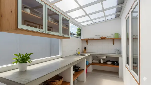 Dapur Terbuka dengan Atap Polycarbonate