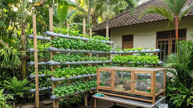 Vertikultur Sayur Dipadukan dengan Ternak Kelinci