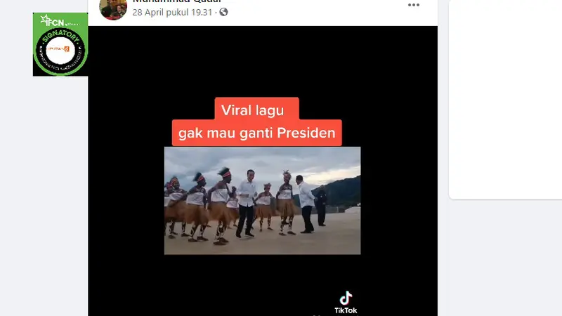 Cek Fakta Liputan6.com menelusuri klaim video Jokowi menari lagu nggak mau ganti presiden