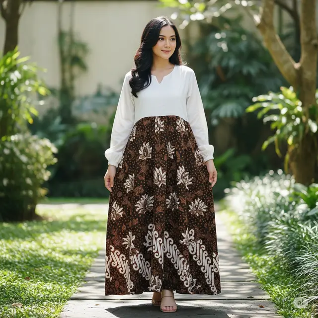 Gamis Batik Loose Fit Motif Kawung