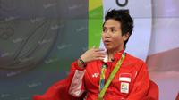 Peraih medali emas bulutangkis Olimpiade Rio 2016, Liliyana Natsir, saat hadir dalam acara Liputan 6 SCTV di Studio SCTV, SCTV Tower, Jakarta, Kamis (25/8/2016). (Bola.com/Arief Bagus)