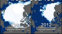 Citra satelit NASA mengenai kondisi Es di Artik, Kutub Utara (climatecordered.org)