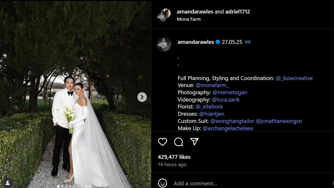 Pernikahan Amanda Rawles. (Insttagram/ amandarawles)