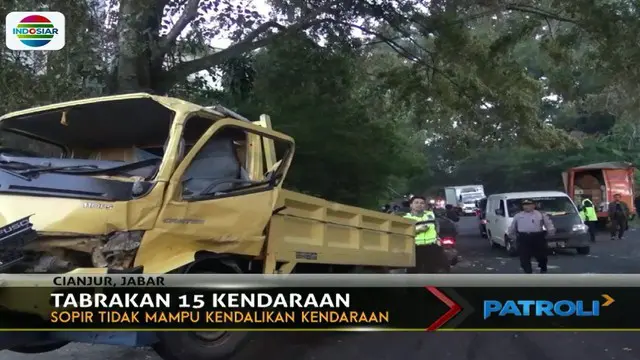 Diduga Rem Blong, Truk Sebabkan Tabrakan Beruntun di Cianjur