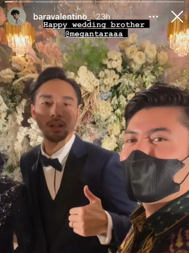 Valentino Peter hadir di resepsi pernikahan Achmad Megantara  (Foto: Instagram/@baravalentino_)